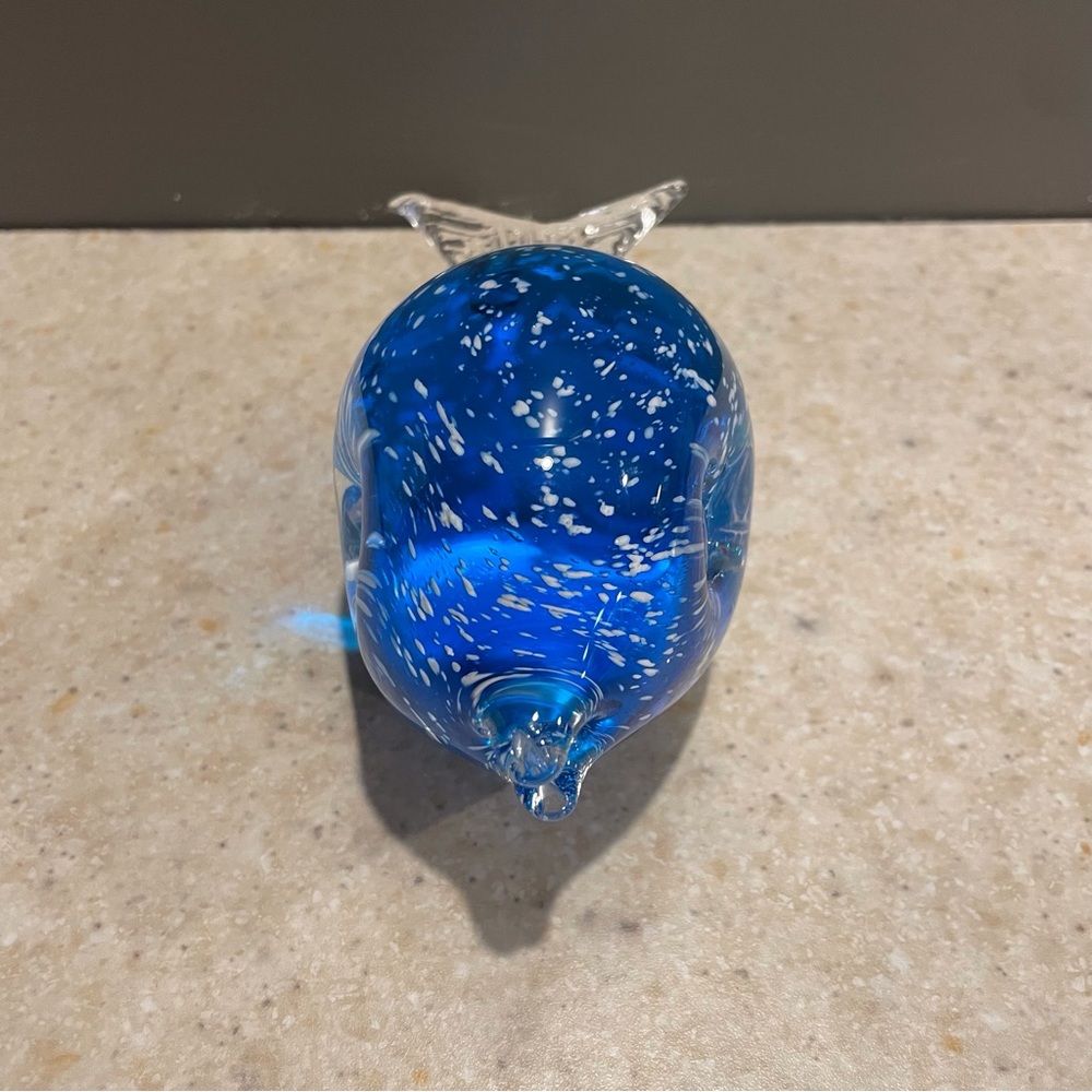Vintage Swedish Blown Glass Puffer Fish Blue White Sommerso Figurine Paperweight - Picture 2 of 11